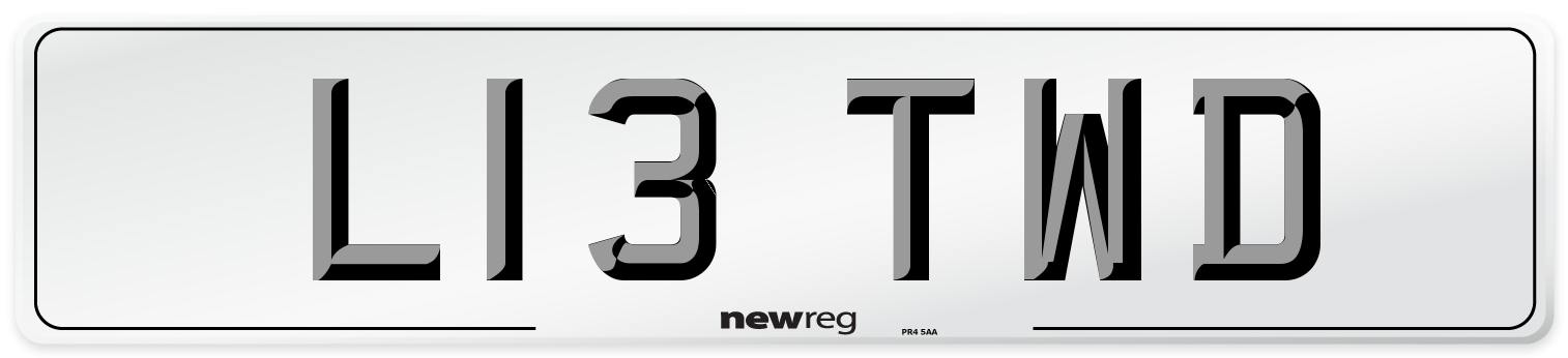 L13 TWD Number Plate from New Reg